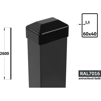 Plotový sloupek Plotový sloupek 260 cm, 60×40×1,5 mm, antracitově šedá