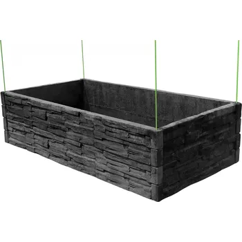 Vyvýšený záhon Barigadi Vyvýšený záhon betonový 200x100 cm, výška 50 cm, vzor štípaný kámen, antracit