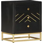 Noční stolek černozlatý 40x30x50 cm masivní mangovníkové dřevo IM_286517
