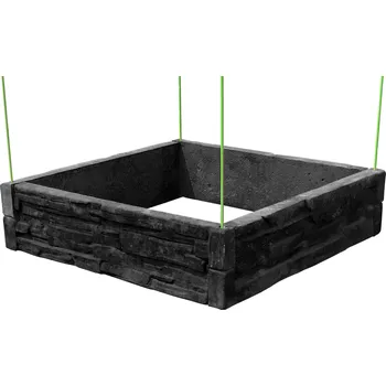 Květináč Barigadi Vyvýšený záhon betonový 100x100 cm, výška 25 cm, vzor štípaný kámen, antracit