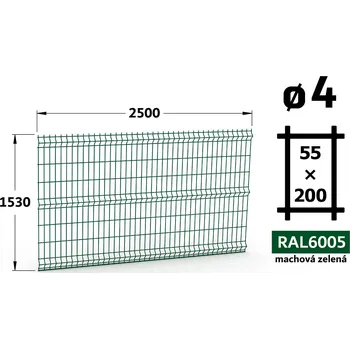 Plot Plotový panel 3D Light 55, 153×250 cm, mechová zelená
