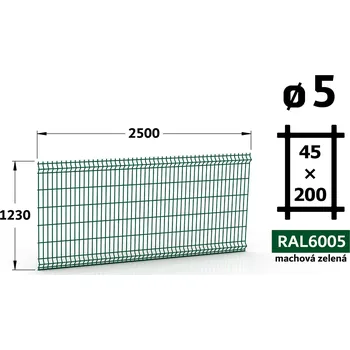 Plot Plotový panel 3D Standard 45, 123×250 cm, mechová zelená