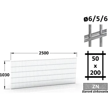 Plot Plotový panel 2D Standard 45, 103×250 cm, žárové pozinkování