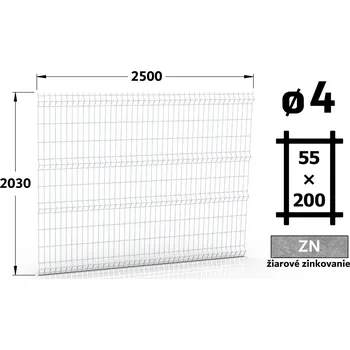 Plot Plotový panel 3D Light 55, 203×250 cm, žárové pozinkování