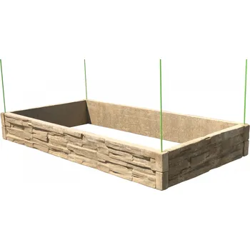 Vyvýšený záhon Barigadi Vyvýšený záhon betonový 200x100 cm, výška 25 cm, vzor štípaný kámen, pískovec
