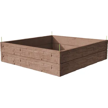 Vyvýšený záhon Barigadi Vyvýšený záhon betonový 200x200 cm, výška 50 cm, vzor štípaný kámen, hnědá