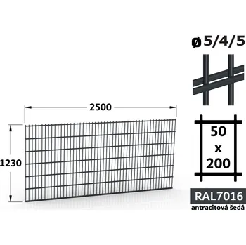 Plot Plotový panel 2D Light 50, 123×250 cm, antracitově šedá