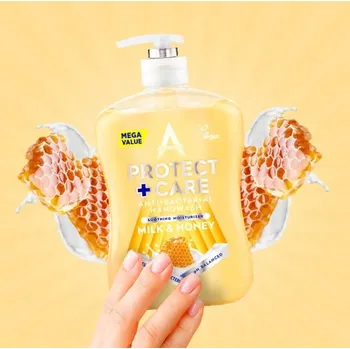 Mýdlo Antibakteriální tekuté mýdlo Protect and Care s vůní Milk and Honey 600ml Astonish