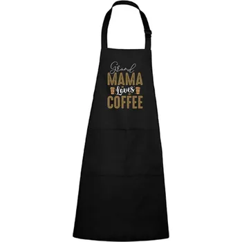 Kuchyňská zástěra DOBRÝ TRIKO Zástěra s potiskem Grand mama loves COFFEE Barva: Černá