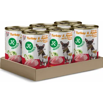 Krmivo pro psa JK ANIMALS Premium Turkey & Apple for Puppies, Paté with Chunks, 60 % Meat, krůtí s jablky 6× 400 g