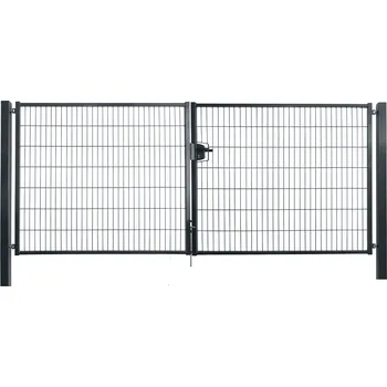 brána Dvoukřídlová brána šířka 360 cm, výška 100 cm, hranaté profily, povrchový zámek, antracitově šedá