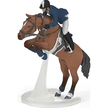Figurka PAPO 51562 Kůň s jezdcem skákající 19 cm
