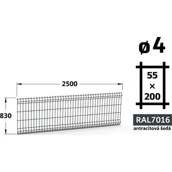 Plot Plotový panel 3D Light 55, 83×250 cm, antracitově šedá