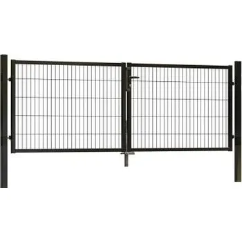 brána Dvoukřídlová brána LIGHT šířka 360 cm, výška 125 cm, hranaté profily, povrchový zámek, antracitově šedá