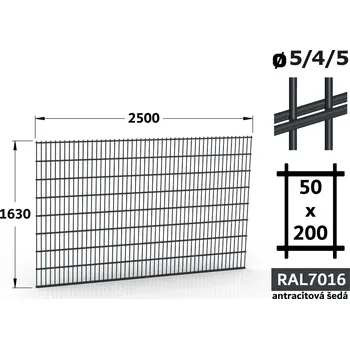 Plot Plotový panel 2D Light 50, 163×250 cm, antracitově šedá