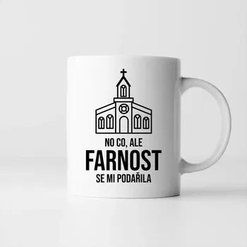 Žertovný předmět No co, ale farnost se mi podařila - hrnek s potiskem