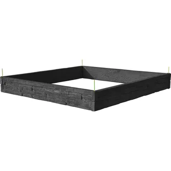 Květináč Barigadi Vyvýšený záhon betonový 200x200 cm, výška 25 cm, vzor štípaný kámen, antracit
