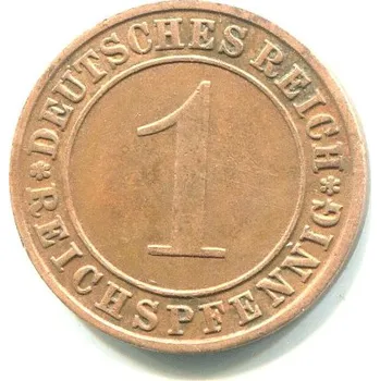 NĚMECKO. 1 Reichspfennig 1924/J.