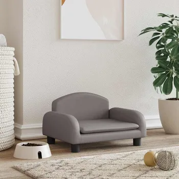 Pelíšek pro psa Pelíšek pro psy šedý 50 x 40 x 30 cm umělá kůže IM_171979