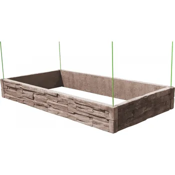 Vyvýšený záhon Barigadi Vyvýšený záhon betonový 200x100 cm, výška 25 cm, vzor štípaný kámen, hnědá