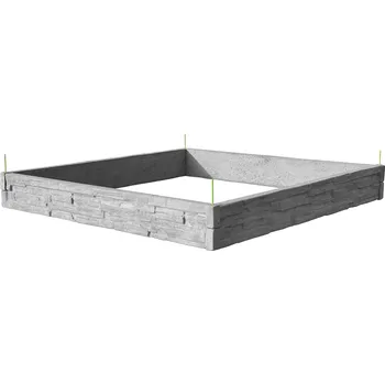 Květináč Barigadi Vyvýšený záhon betonový 200x200 cm, výška 25 cm, vzor štípaný kámen, přírodní šedá