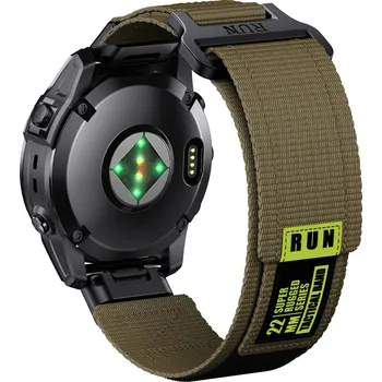 Řemínek na hodinky Runcool nylonový Garmin QuickFit řemínek 22mm - Army Green IR-AWGW-0617