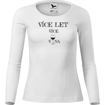 Dámské tričko DOBRÝ TRIKO Dámské tričko s dlouhým rukávem více vína Velikost: 3XL, Barva: Bílá