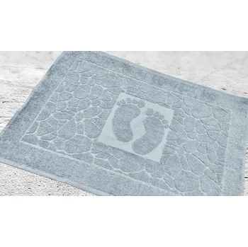 Koupelnová předložka Předložka 50 x 70 cm, s otiskem malých nohou, šedo-modrá