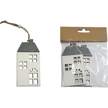 Vánoční dekorace Dekorační domeček k zavěšení, 2 ks D6390