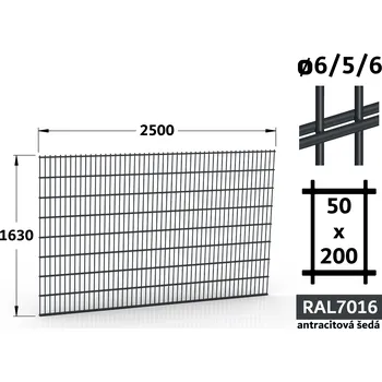 Plot Plotový panel 2D Standard 45, 163×250 cm, antracitově šedá