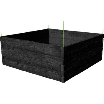 Vyvýšený záhon Barigadi Vyvýšený záhon betonový 200x200 cm, výška 75 cm, vzor dřevo, antracit