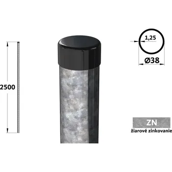 Plotový sloupek Plotový sloupek 250 cm, průměr 38 mm, tl. stěny 1,25 mm, žárové pozinkování