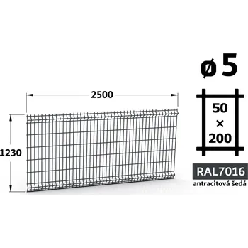 Plot Plotový panel 3D Standard 50, 123×250 cm, antracitově šedá