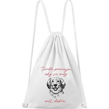 Sportovní batoh DOBRÝ TRIKO Bavlněný batoh Tvrdě pracuji pes Barva: Bílá