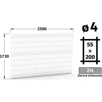 Plot Plotový panel 3D Light 55, 173×250 cm, žárové pozinkování