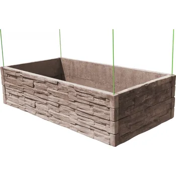 Vyvýšený záhon Barigadi Vyvýšený záhon betonový 200x100 cm, výška 50 cm, vzor štípaný kámen, hnědá