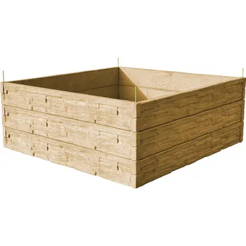 Vyvýšený záhon Barigadi Vyvýšený záhon betonový 200x200 cm, výška 75 cm, vzor štípaný kámen, pískovec