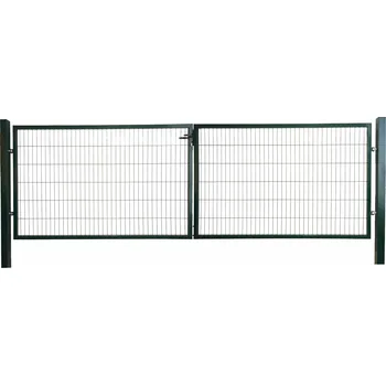 brána Dvoukřídlová brána LIGHT šířka 360 cm, výška 125 cm, hranaté profily, povrchový zámek, mechová zelená