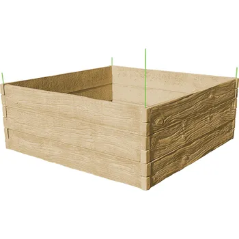 Vyvýšený záhon Barigadi Vyvýšený záhon betonový 200x200 cm, výška 75 cm, vzor dřevo, pískovec