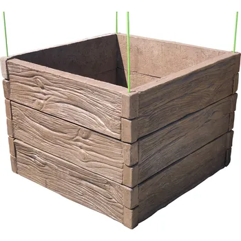 Vyvýšený záhon Barigadi Vyvýšený záhon betonový 100x100 cm, výška 75 cm, vzor dřevo, hnědá