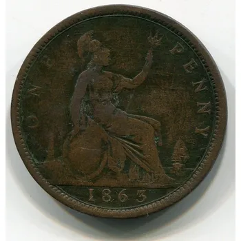 VELKÁ BRITÁNIE. 1 penny 1863.