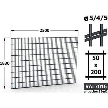 Plot Plotový panel 2D Light 50, 183×250 cm, antracitově šedá