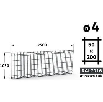 Plot Plotový panel 3D Light 50, 103×250 cm, antracitově šedá