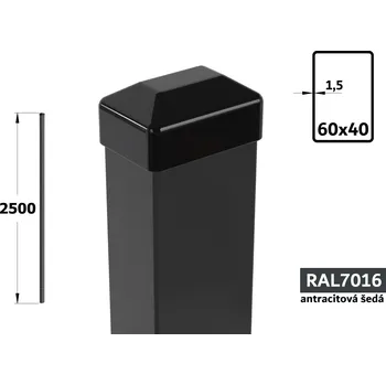 Plotový sloupek Plotový sloupek 250 cm, 60×40×1,5 mm, antracitově šedá