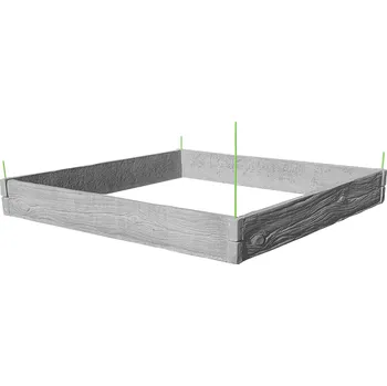 Vyvýšený záhon Barigadi Vyvýšený záhon betonový 200x200 cm, výška 25 cm, vzor dřevo, přírodní šedá