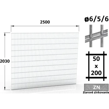 Plot Plotový panel 2D Standard 45, 203×250 cm, žárové pozinkování