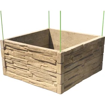 Vyvýšený záhon Barigadi Vyvýšený záhon betonový 100x100 cm, výška 50 cm, vzor štípaný kámen, pískovec