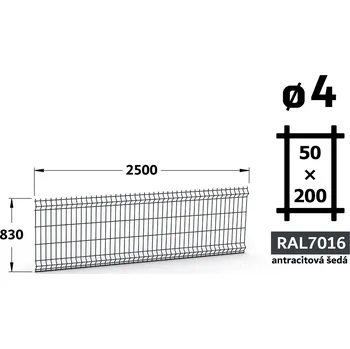 Plot Plotový panel 3D Light 50, 83×250 cm, antracitově šedá