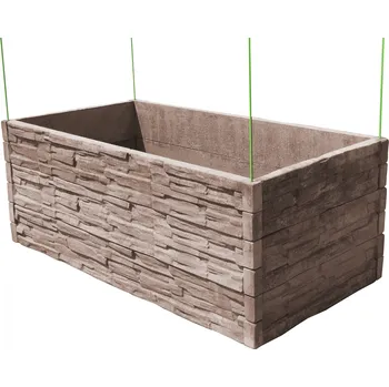 Vyvýšený záhon Barigadi Vyvýšený záhon betonový 200x100 cm, výška 75 cm, vzor štípaný kámen, hnědá