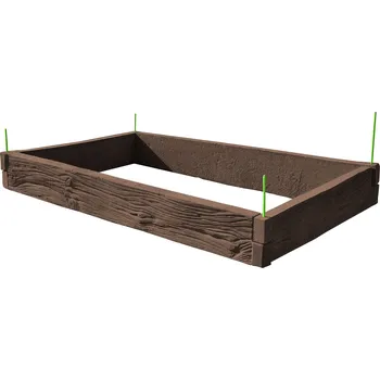 Vyvýšený záhon Barigadi Vyvýšený záhon betonový 200x100 cm, výška 25 cm, vzor dřevo, hnědá